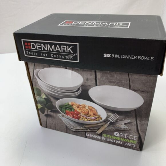 Stoneware 6 Piece Dinner Bowl Set Denmark Tools For Cooks New - Picture 3 of 4